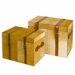 Viadurini Living Truhen Und Sitztruhe-2 moderne Designstämme in Deii hellbraunem Pony