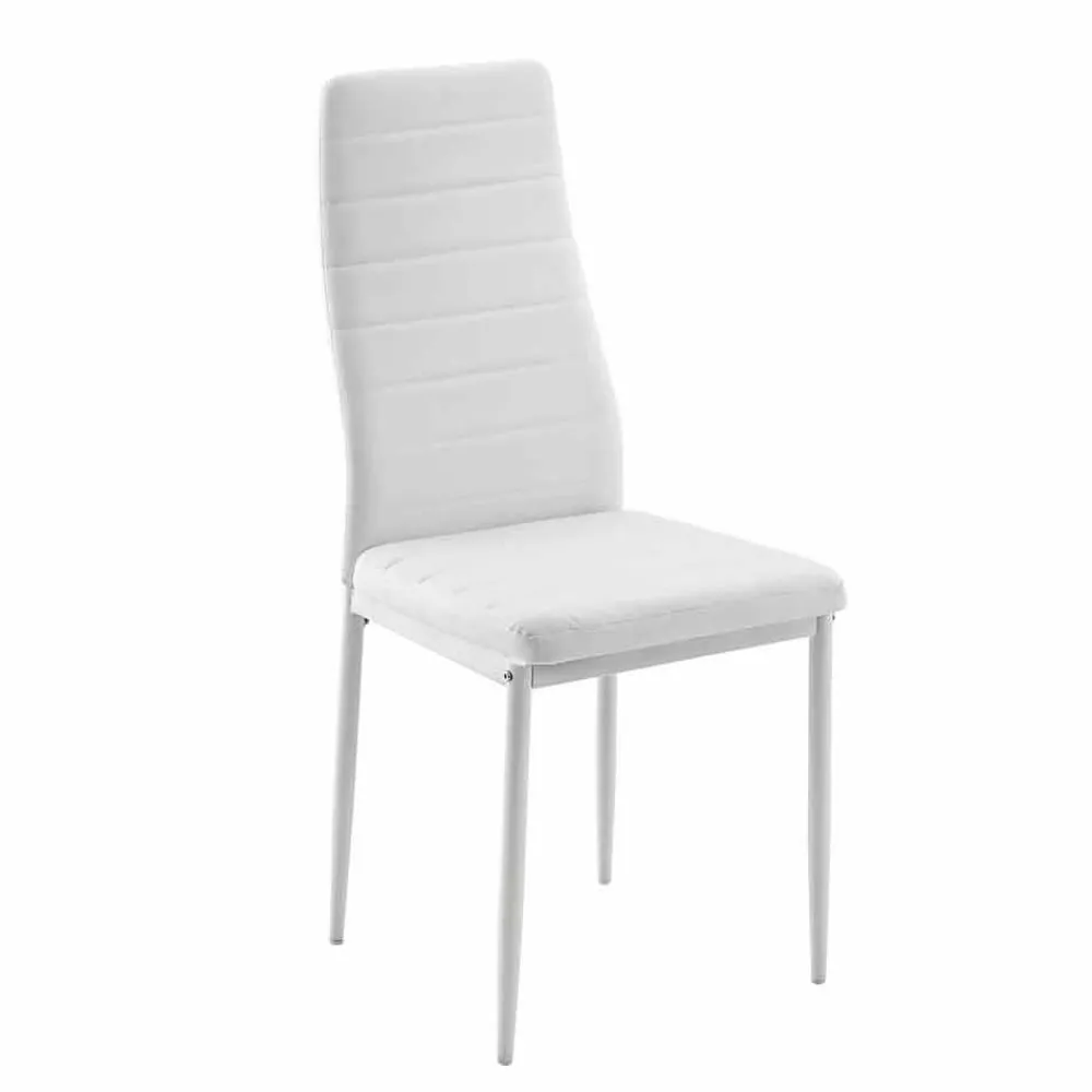 Viadurini Living Moderne Stühle-4 moderne Esszimmerstühle aus Lederimitat und Metallbeinen - Spiga