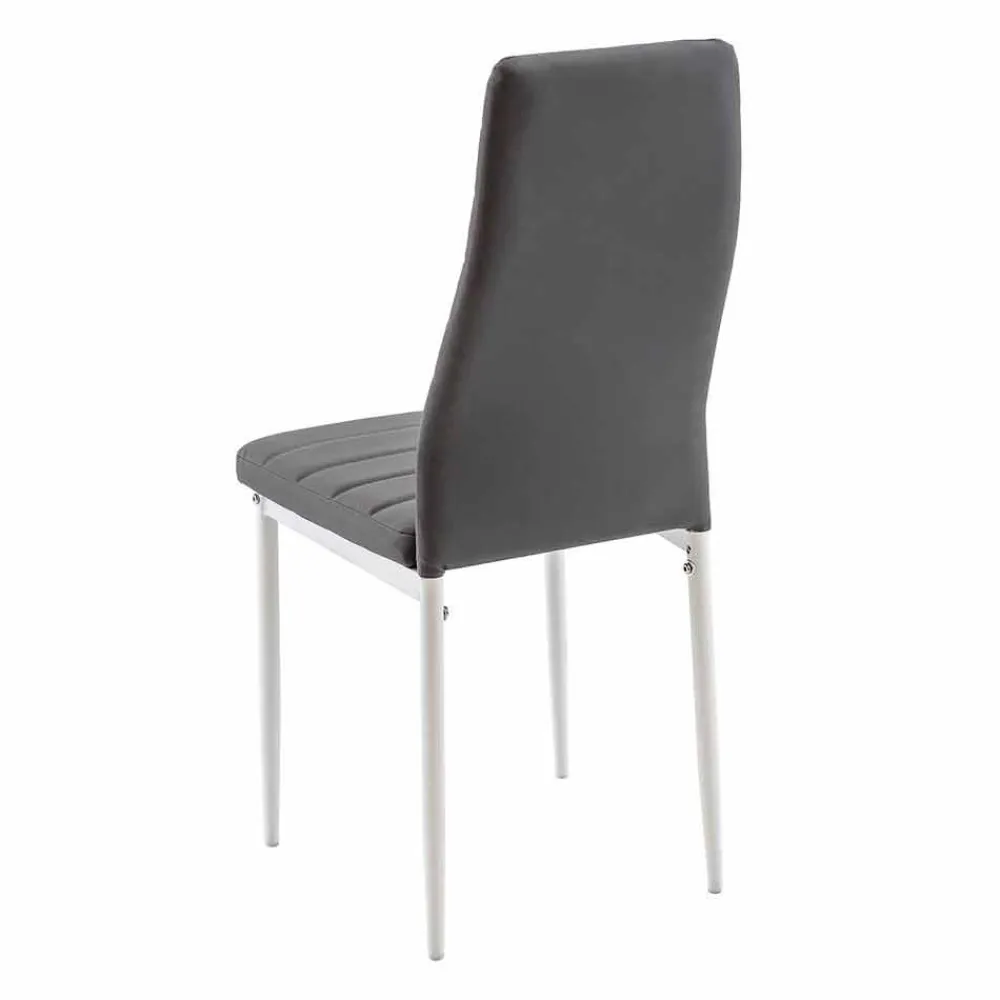 Viadurini Living Moderne Stühle-4 moderne Esszimmerstühle aus Lederimitat und Metallbeinen - Spiga