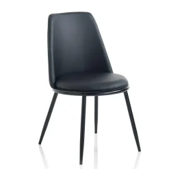 Viadurini Living Moderne Stühle-2 moderne Esszimmerstühle aus Kunstleder und Matt Black Metal - Frizzi