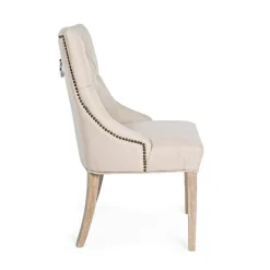 Viadurini Living Moderne Stühle-2 moderne Leinenstühle mit Eichenholzstruktur Homemotion - Barna