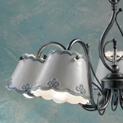 Ferroluce Vintage Kronleuchter-3- oder 5-flammiger Keramik-Kronleuchter mit handbemaltem Stickeffekt – Ravenna