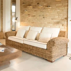 Viadurini in the Garden Gartensofas-2- oder 3-Sitzer-Outdoor-Sofa in Abaca mit Kissen - Lagertha