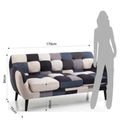 Viadurini Living Moderne Sofas-2- oder 3-Sitzer-Sofa aus mehrfarbigem Stoff – Kobalt