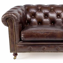 Viadurini Living Klassische Sofas-2- oder 3-Sitzer-Wohnzimmersofa aus Vintage-Leder mit gealterter Wirkung - Stempel