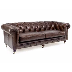 Viadurini Living Klassische Sofas-2- oder 3-Sitzer-Wohnzimmersofa aus Vintage-Leder mit gealterter Wirkung - Stempel