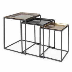 Viadurini Living Moderne Couchtische-3 quadratische Couchtische aus Aluminium und Stahl Homemotion - Quinzio