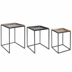 Viadurini Living Moderne Couchtische-3 quadratische Couchtische aus Aluminium und Stahl Homemotion - Quinzio