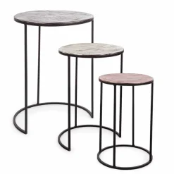 Viadurini Living Moderne Couchtische-3 runde Couchtische aus Aluminium und Stahl Homemotion - Sempronio