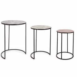 Viadurini Living Moderne Couchtische-3 runde Couchtische aus Aluminium und Stahl Homemotion - Sempronio