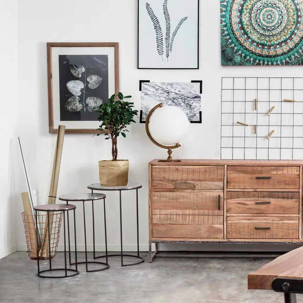 Viadurini Living Moderne Couchtische-3 runde Couchtische aus Aluminium und Stahl Homemotion - Sempronio