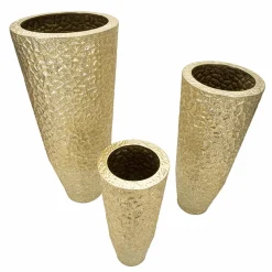 Viadurini Decor Deko Vasen-3 runde goldene Eisenvasen mit unregelmäßigen Reliefdekorationen - Walter