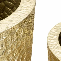 Viadurini Decor Deko Vasen-3 runde goldene Eisenvasen mit unregelmäßigen Reliefdekorationen - Walter