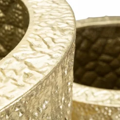 Viadurini Decor Deko Vasen-3 runde goldene Eisenvasen mit unregelmäßigen Reliefdekorationen - Walter