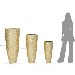Viadurini Decor Deko Vasen-3 runde goldene Eisenvasen mit unregelmäßigen Reliefdekorationen - Walter