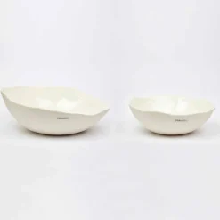 Viadurini Kitchen Geschirr Teller-2 Salatschüsseln aus weißem Porzellan Einzigartige Stücke italienischen Designs - Arciconcreto