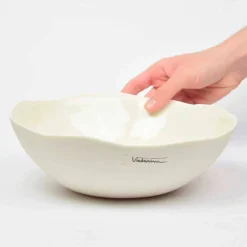 Viadurini Kitchen Geschirr Teller-2 Salatschüsseln aus weißem Porzellan Einzigartige Stücke italienischen Designs - Arciconcreto