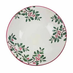 Viadurini Kitchen Geschirr Teller-2 Salatschüsseln oder Servierteller mit Weihnachtsdekoration aus Porzellan - Pungitopo