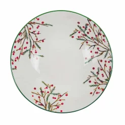 Viadurini Kitchen Geschirr Teller-2 Salatschüsseln oder Servierteller mit Weihnachtsdekoration aus Porzellan - Pungitopo