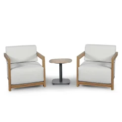 Viadurini in the Garden Garten Lounge Set-2 Sessel mit Aluminiumtisch mit Thermotransfer-Holzeffekt - Camper