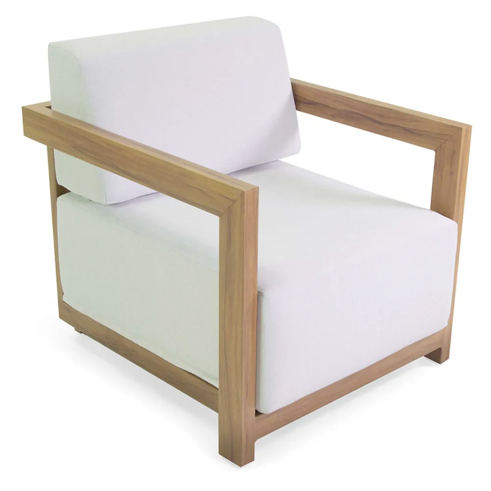 Viadurini in the Garden Garten Lounge Set-2 Sessel mit Aluminiumtisch mit Thermotransfer-Holzeffekt - Camper