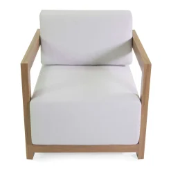 Viadurini in the Garden Garten Lounge Set-2 Sessel mit Aluminiumtisch mit Thermotransfer-Holzeffekt - Camper