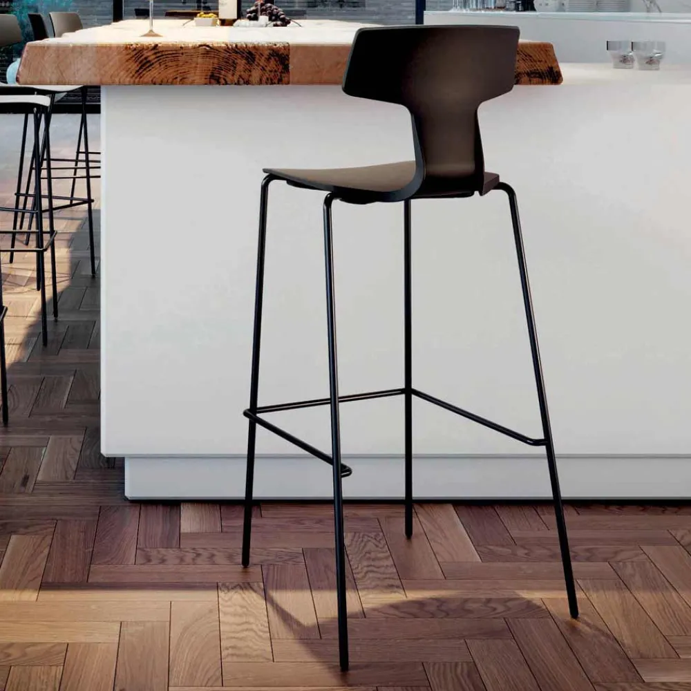 Viadurini in the Garden Outdoor Hocker-2 stapelbare Barhocker aus Metall und Polypropylen Made in Italy - Arlette