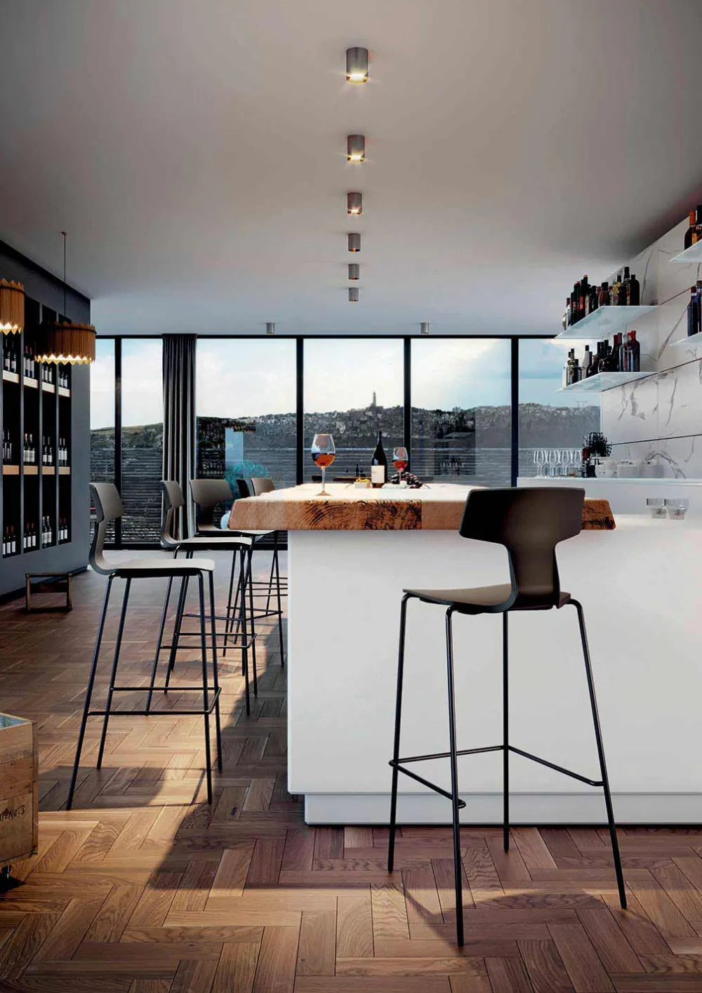 Viadurini in the Garden Outdoor Hocker-2 stapelbare Barhocker aus Metall und Polypropylen Made in Italy - Arlette