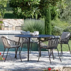 Viadurini in the Garden Metallsessel-2 stapelbare Gartensessel aus Metall und Kissen Made in Italy - Fontana