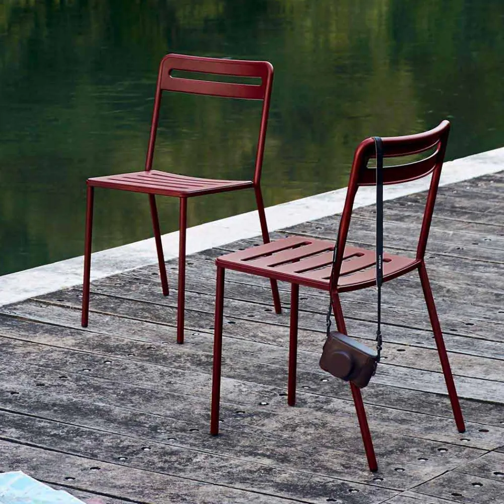 Viadurini in the Garden Gartenstühle Metall-4 stapelbare Metallstühle im Freien Made in Italy - Yolonda