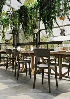 Viadurini in the Garden Gartenstühle Kunststoff-4 stapelbare Stühle aus Polypropylen im Freien Made in Italy Design - Alexus