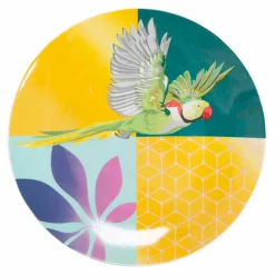 Viadurini Kitchen Teller Set-18 Stück farbiges Design Porzellan und Gres Geschirr Service - Tropycale