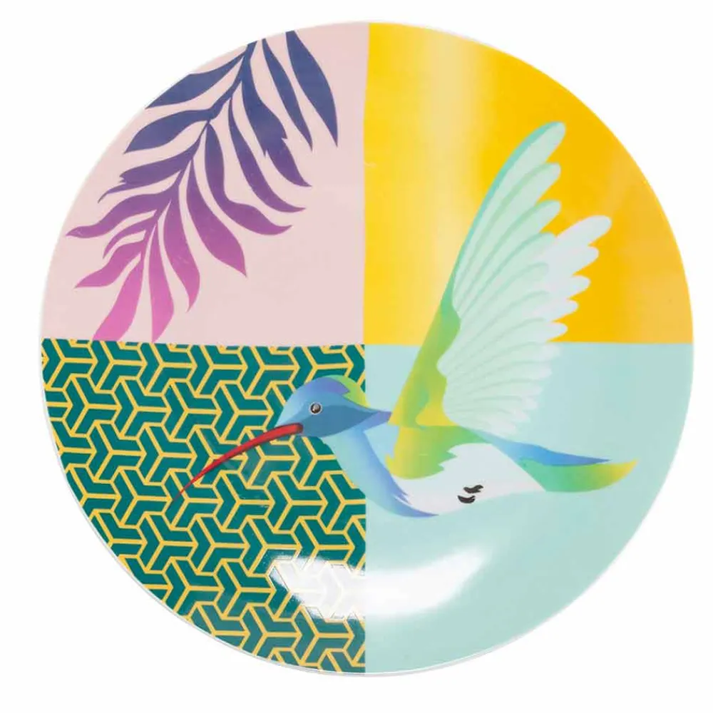 Viadurini Kitchen Teller Set-18 Stück farbiges Design Porzellan und Gres Geschirr Service - Tropycale
