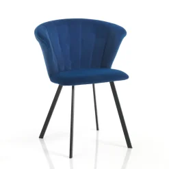 Viadurini Living Moderne Stühle-2 Stühle aus blauem Mikrofaserstoff mit Samteffekt – Everest