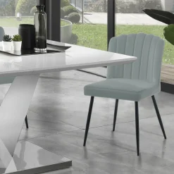 Viadurini Living Moderne Stühle-4 Stühle aus grauem Mikrofaserstoff mit Samteffekt – Aprikose