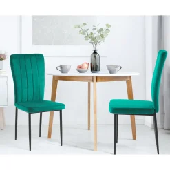 Viadurini Living Moderne Stühle-4 Stühle aus Mikrofaserstoff mit grünem Samteffekt und schwarzem Metall - Kampanien