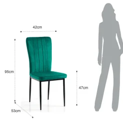 Viadurini Living Moderne Stühle-4 Stühle aus Mikrofaserstoff mit grünem Samteffekt und schwarzem Metall - Kampanien