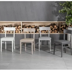 Viadurini Living Moderne Stühle-4 Stühle mit Kunstledersitz, Struktur und Beinen aus lackiertem Holz – Taikiri