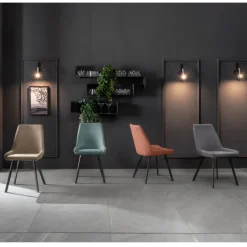 Viadurini Living Moderne Stühle-4 Stühle mit Sitz aus Mikrofaserstoff und Metallgestell – Pfirsich