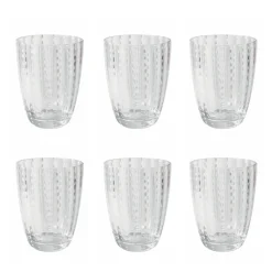 Viadurini Kitchen Gläser Set-12 Wassergläser 300 ml aus Glas mit Tupfen und gewellter Oberfläche - Tüll