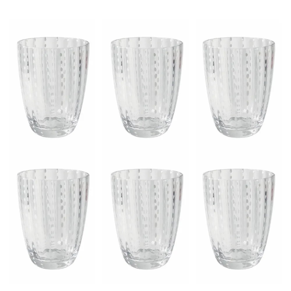 Viadurini Kitchen Gläser Set-12 Wassergläser 300 ml aus Glas mit Tupfen und gewellter Oberfläche - Tüll