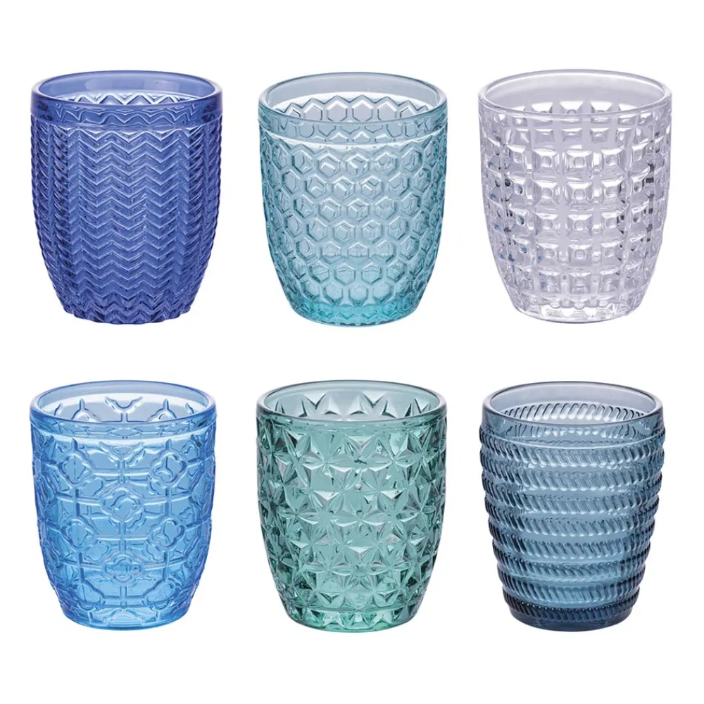 Viadurini Kitchen Gläser Set-12 Wassergläser 350 ml in verschiedenen Farben und Dekorationen - Ozean