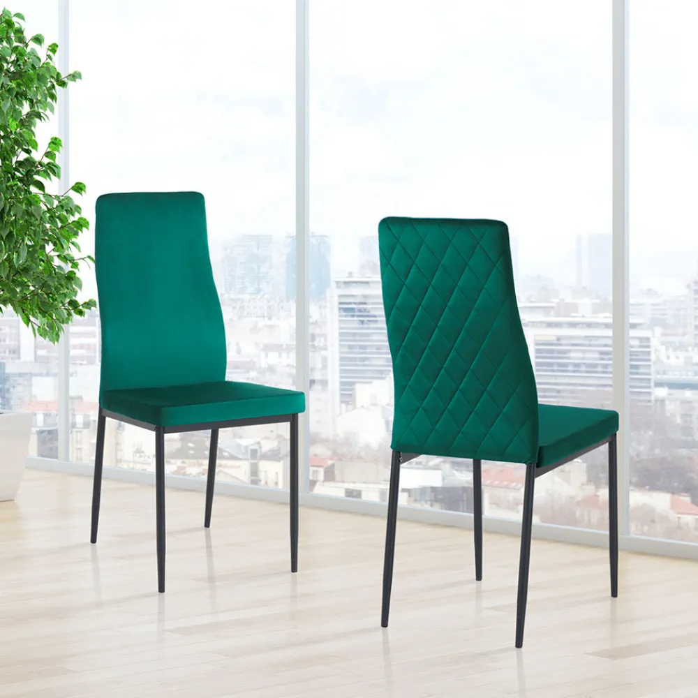 Viadurini Living Moderne Stühle-6 Wohnzimmerstühle aus Mikrofaserstoff mit grünem Samteffekt - Kalabrien