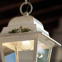 Ferroluce Design Beleuchtung-Abgehängte Außenlampe aus weißem Aluminium und handgefertigter Dekoration - Gorizia