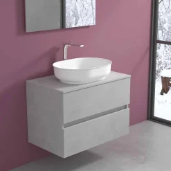 Viadurini Bathroom Badmöbel Hängend-Abgehängte Badezimmermöbel mit ovalem Waschbecken, modernes Design - Cesiro