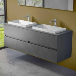 Viadurini Bathroom Badmöbel Hängend-Abgehängte Badezimmermöbel mit doppelt eingebautem Waschbecken, modernes Design - Dumbo