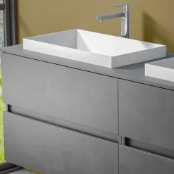 Viadurini Bathroom Badmöbel Hängend-Abgehängte Badezimmermöbel mit doppelt eingebautem Waschbecken, modernes Design - Dumbo