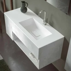 Viadurini Bathroom Badmöbel Hängend-Abgehängter Badezimmerschrank mit integriertem Waschbecken, modernes Design, 4 Oberflächen - Pistillo