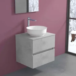 Viadurini Bathroom Badmöbel Hängend-Abgehängter Badezimmerschrank mit rundem Waschtisch, modernes Design - Dumbo