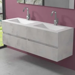 Viadurini Bathroom Badmöbel Hängend-Abgehängter Badezimmerschrank mit Doppelwaschbecken, modernes Design in 4 Ausführungen - Doublet